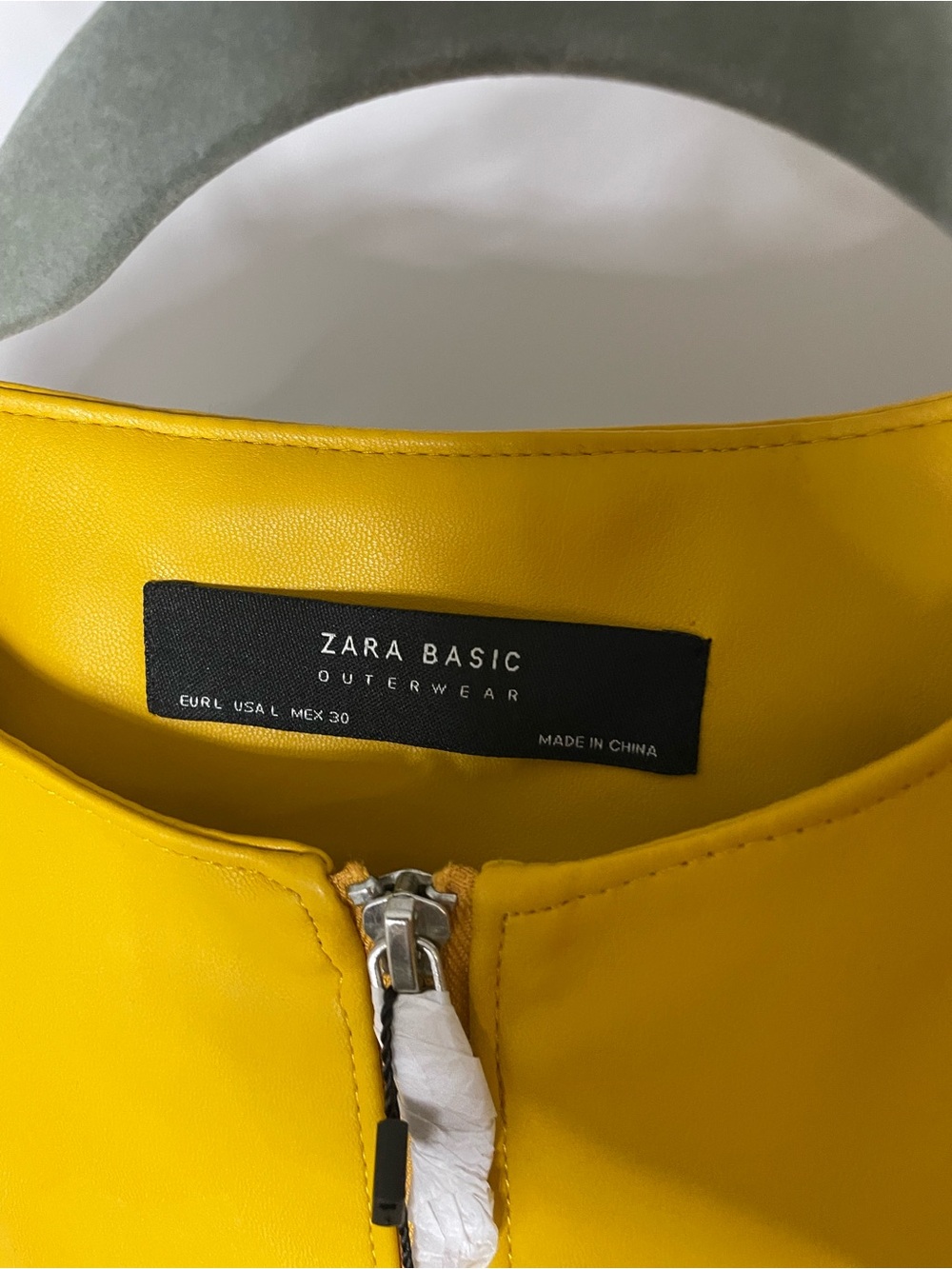 Zara Bright Yellow Faux Leather Jacket with Front Zip - Picture 3 of 6
